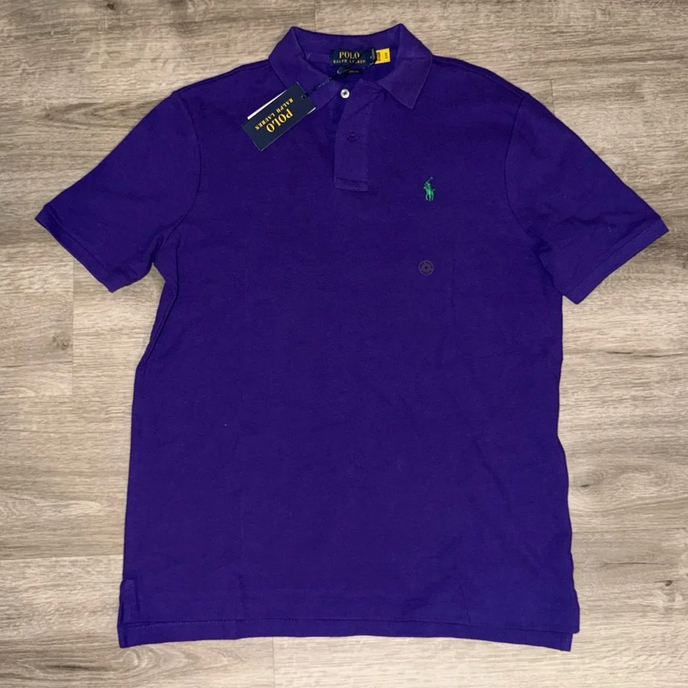 Purple Polo Shirt with Green Logo